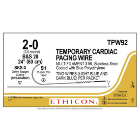 Ethicon Temporary Pacing Wire Stainless Steel Nonabsorbable Sutures TPW92 - 12.0 Each