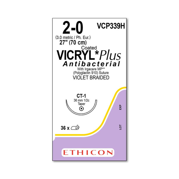 ETHICON Vicryl Plus Sutures VCP339H 36 Each - MDL-ETHVC339H