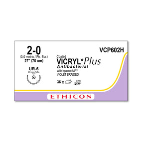 ETHICON Vicryl Plus Sutures VCP602H 36 Each - MDL-ETHVC602H