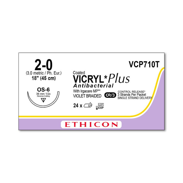 ETHICON Vicryl Plus Sutures VCP710T 24 Each - MDL-ETHVC710T