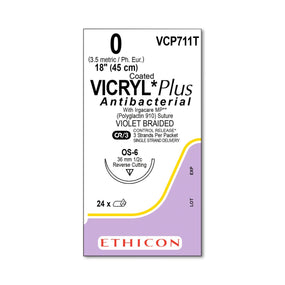 Ethicon Coated Vicryl Plus Antibacterial Suture (Polyglactin 910) VCP711T 24.0 Each-MDL-ETHVC711T