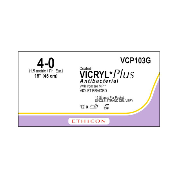 ETHICON Sutupak Precut Vicryl Plus Absorbable Sutures VCP103G 12 Each-MDL-ETHVCP103G