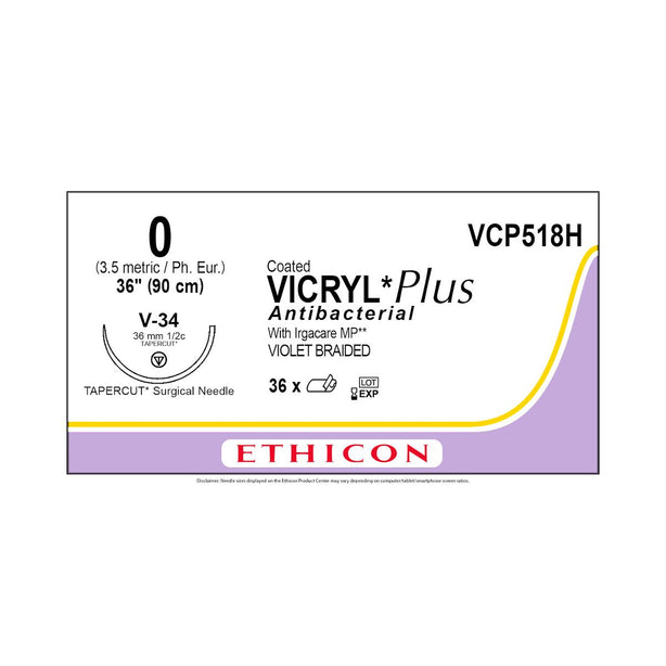 ETHICON Sutupak Precut Vicryl Plus Absorbable Sutures VCP105G 12 Each-MDL-ETHVCP105G
