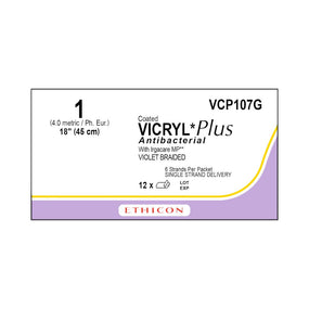 ETHICON Sutupak Precut Vicryl Plus Absorbable Sutures VCP107G 12 Each-MDL-ETHVCP107G
