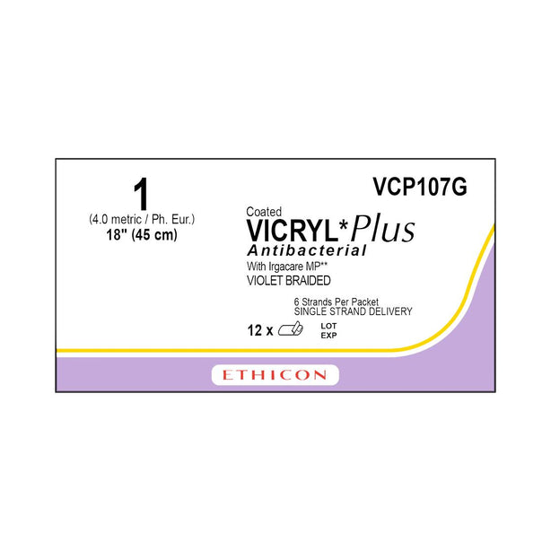 ETHICON Sutupak Precut Vicryl Plus Absorbable Sutures VCP107G 12 Each-MDL-ETHVCP107G