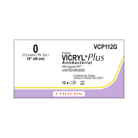 ETHICON Sutupak Precut Vicryl Plus Absorbable Sutures VCP112G 12 Each-MDL-ETHVCP112G