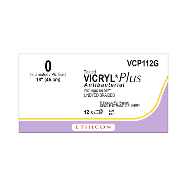 ETHICON Sutupak Precut Vicryl Plus Absorbable Sutures VCP112G 12 Each-MDL-ETHVCP112G