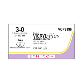 Ethicon Taper Point Vicryl + Antibacterial Suture VCP219H - 36.0 Each - MDL-ETHVCP219H