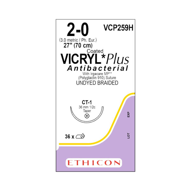 Ethicon Taper Point Vicryl + Antibacterial Suture VCP259H - 36.0 Each - MDL-ETHVCP259H