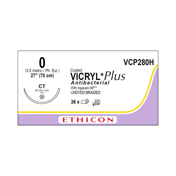 Ethicon Taper Point Vicryl + Antibacterial Suture VCP280H - 36.0 Each - MDL-ETHVCP280H