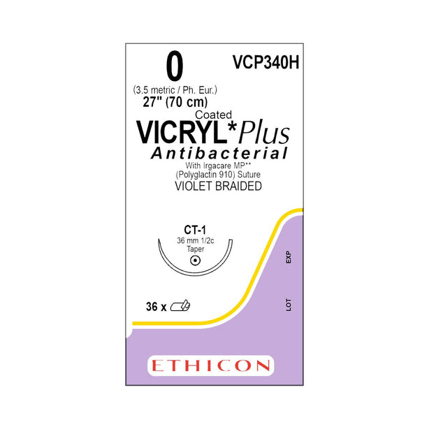 Ethicon Taper Point Vicryl + Antibacterial Suture VCP340H - 36.0 Each - MDL-ETHVCP340H