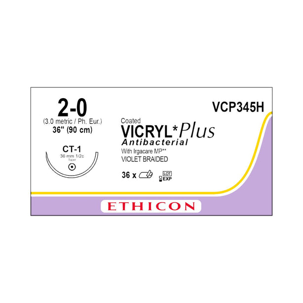 Ethicon Taper Point Vicryl + Antibacterial Suture VCP345H - 36.0 Each - MDL-ETHVCP345H