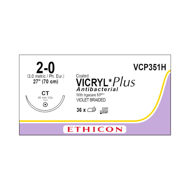 Ethicon Taper Point Vicryl + Antibacterial Suture VCP351H - 36.0 Each - MDL-ETHVCP351H