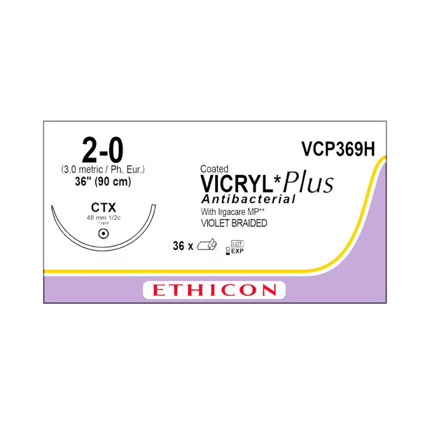 Ethicon Taper Point Vicryl + Antibacterial Suture VCP369H - 36.0 Each - MDL-ETHVCP369H