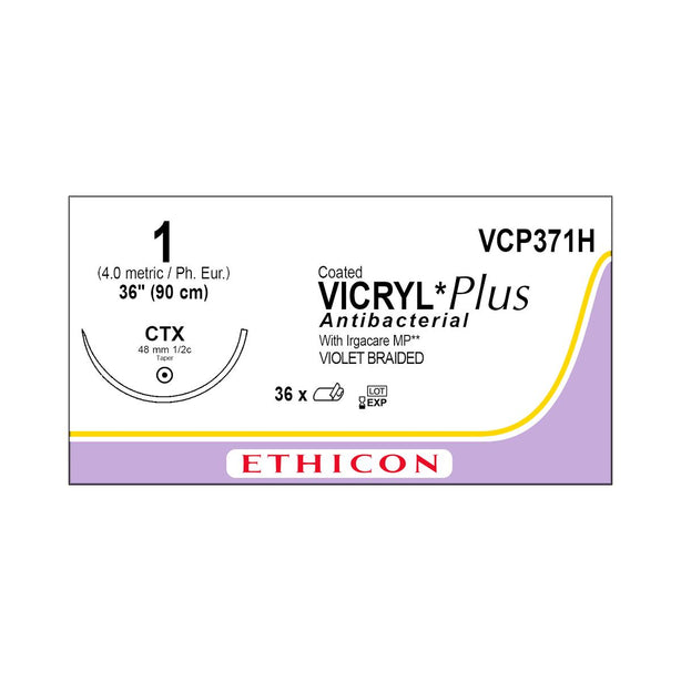 Ethicon Taper Point Vicryl + Antibacterial Suture VCP371H - 36.0 Each - MDL-ETHVCP371H