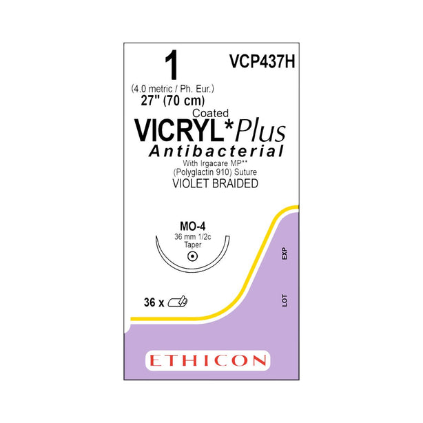 Ethicon Taper Point Vicryl + Antibacterial Suture VCP437H - 36.0 Each - MDL-ETHVCP437H
