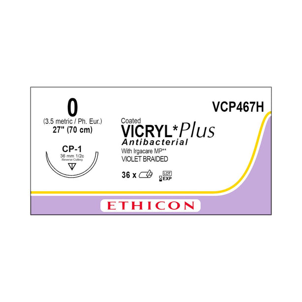 ETHICON Coated Vicryl Plus Antibacterial Sutures VCP467H 36 Each - MDL-ETHVCP467H