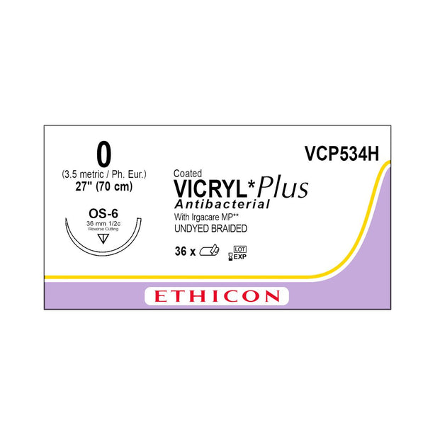 ETHICON Coated Vicryl Plus Antibacterial Sutures VCP534H 36 Each - MDL-ETHVCP534H