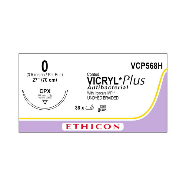 ETHICON Coated Vicryl Plus Antibacterial Sutures VCP568H 36 Each - MDL-ETHVCP568H