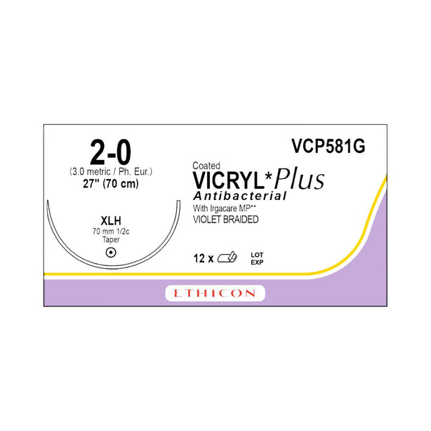 Ethicon Taper Point Vicryl + Antibacterial Suture VCP581G - 12.0 Each - MDL-ETHVCP581G