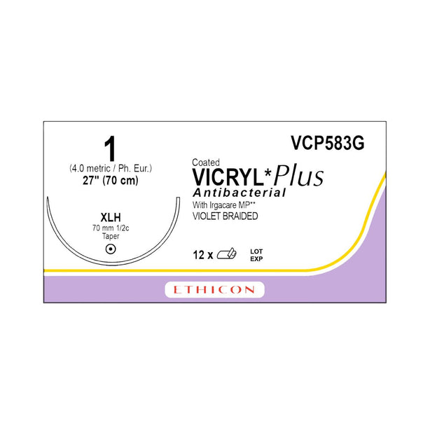 Ethicon Taper Point Vicryl + Antibacterial Suture VCP583G - 12.0 Each - MDL-ETHVCP583G