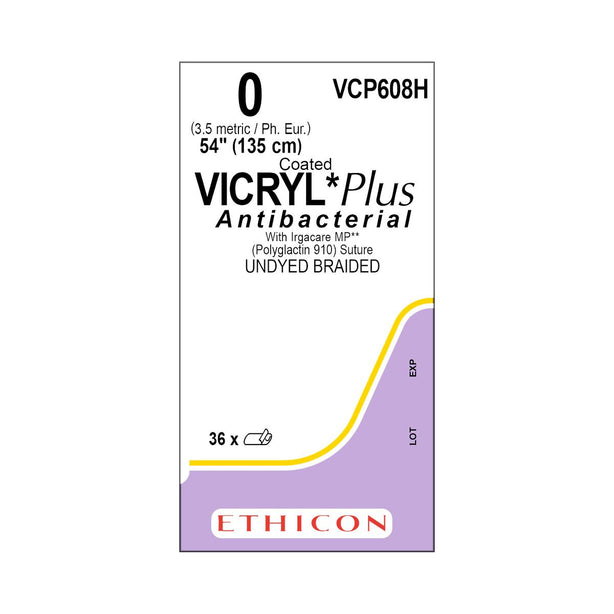 Ethicon Standard / Short Vicryl Plus Absorbable Sutures VCP608H - 36.0 Each - MDL-ETHVCP608H