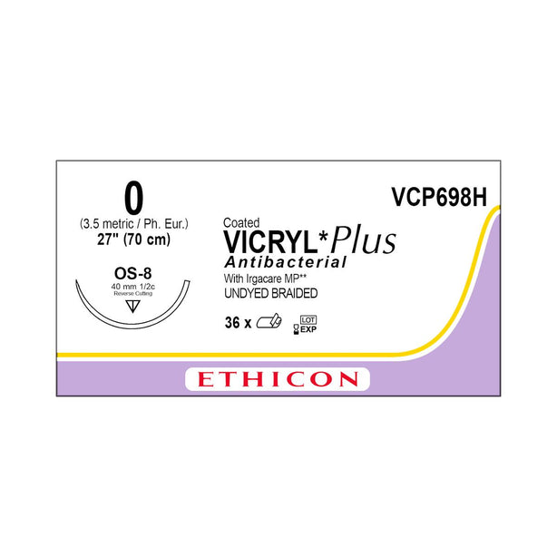 ETHICON Coated Vicryl Plus Antibacterial Sutures VCP698H 36 Each - MDL-ETHVCP698H