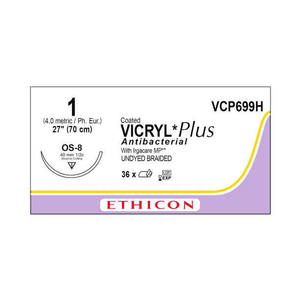 ETHICON Coated Vicryl Plus Antibacterial Sutures VCP699H 36 Each - MDL-ETHVCP699H