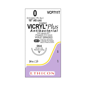 ETHICON Coated Vicryl Plus Antibacterial Sutures VCP711T 24 Each - MDL-ETHVCP711T