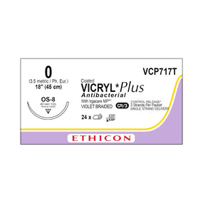 ETHICON Coated Vicryl Plus Antibacterial Sutures VCP717T 24 Each - MDL-ETHVCP717T
