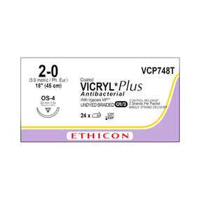 ETHICON Coated Vicryl Plus Antibacterial Sutures VCP748T 24 Each - MDL-ETHVCP748T