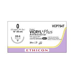 ETHICON Coated Vicryl Plus Antibacterial Sutures VCP754T 24 Each - MDL-ETHVCP754T