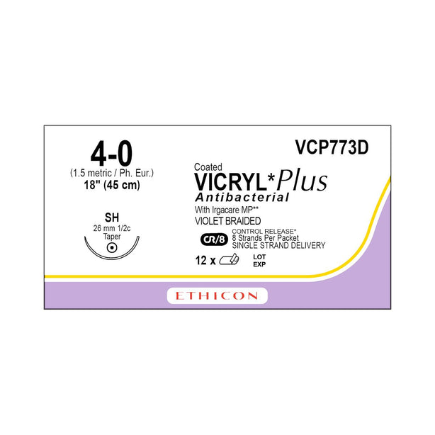 Ethicon Taper Point Vicryl + Antibacterial Suture VCP773D - 12.0 Each - MDL-ETHVCP773D