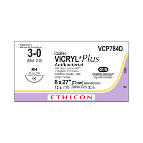 Ethicon Taper Point Vicryl + Antibacterial Suture VCP784D - 12.0 Each - MDL-ETHVCP784D