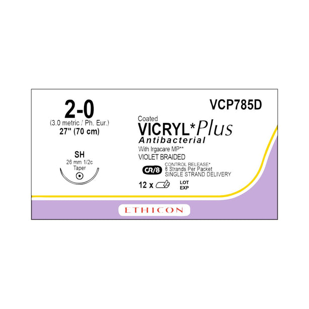 Ethicon Taper Point Vicryl + Antibacterial Suture VCP785D - 12.0 Each - MDL-ETHVCP785D