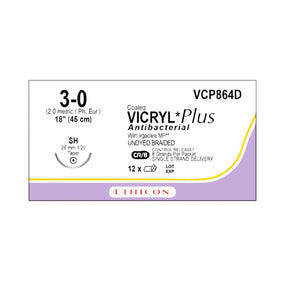 Ethicon Taper Point Vicryl + Antibacterial Suture VCP864D - 12.0 Each - MDL-ETHVCP864D