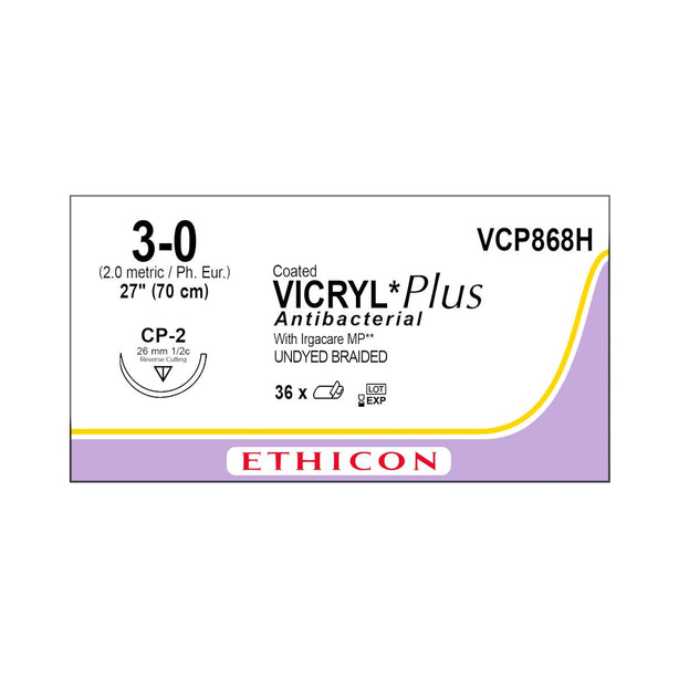 ETHICON Coated Vicryl Plus Antibacterial Sutures VCP868H 36 Each - MDL-ETHVCP868H