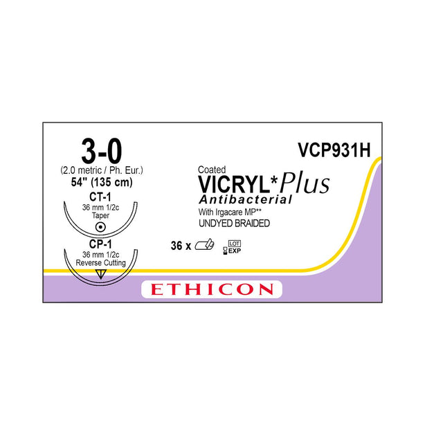 Taper Point Reverse Cutting Vicryl Absorbable Sutures - VCP931H - 36 Each - MDL-ETHVCP931H