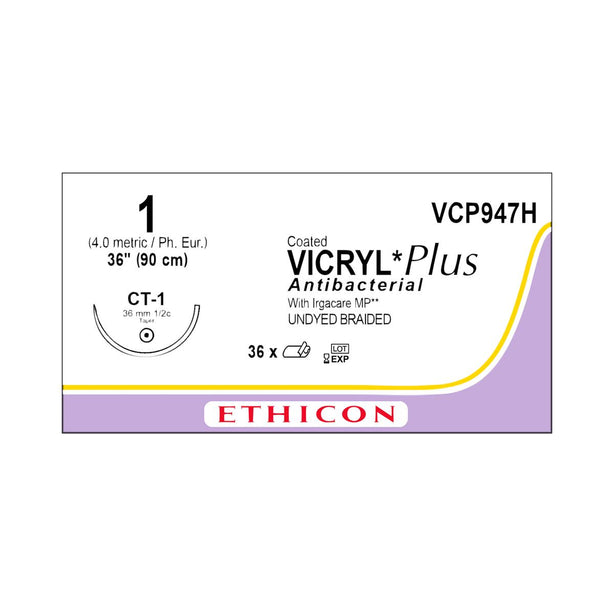 Ethicon Taper Point Vicryl + Antibacterial Suture VCP947H - 36.0 Each - MDL-ETHVCP947H