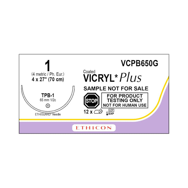 ETHICON Blunt Point Vicryl Plus Antibacterial Sutures VCPB650G 12 Each - MDL-ETHVCPB650G