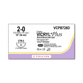ETHICON Vicryl Plus Absorbable Sutures with Ethiguard Needle VCPB726D 12 Each - MDL-ETHVCPB726D