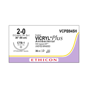 ETHICON Vicryl Plus Absorbable Sutures with Ethiguard Needle VCPB945H 36 Each - MDL-ETHVCPB945H