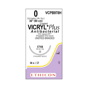 ETHICON Vicryl Plus Absorbable Sutures with Ethiguard Needle VCPB978H 36 Each - MDL-ETHVCPB978H