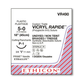 ETHICON Vicryl Rapide Absorbable Sutures VR490 12 Each - MDL-ETHVR490