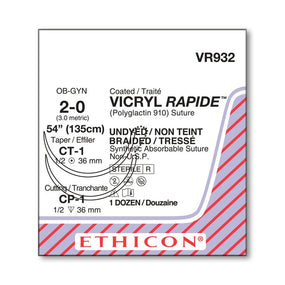 ETHICON Taper Point Reverse Cutting Vicryl Absorbable Sutures VR932 12 Each - MDL-ETHVR932