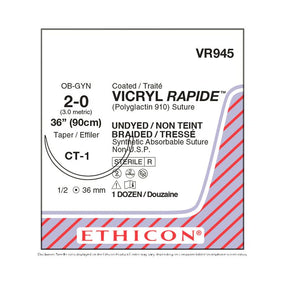 ETHICON Taper Point Vicryl Rapide Absorbable Sutures VR945 12 Each-MDL-ETHVR945