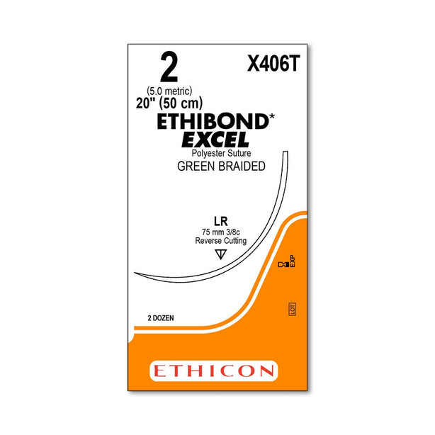 Ethicon Reverse Cutting Ethibond Excel Sutures X406T - 24.0 Each