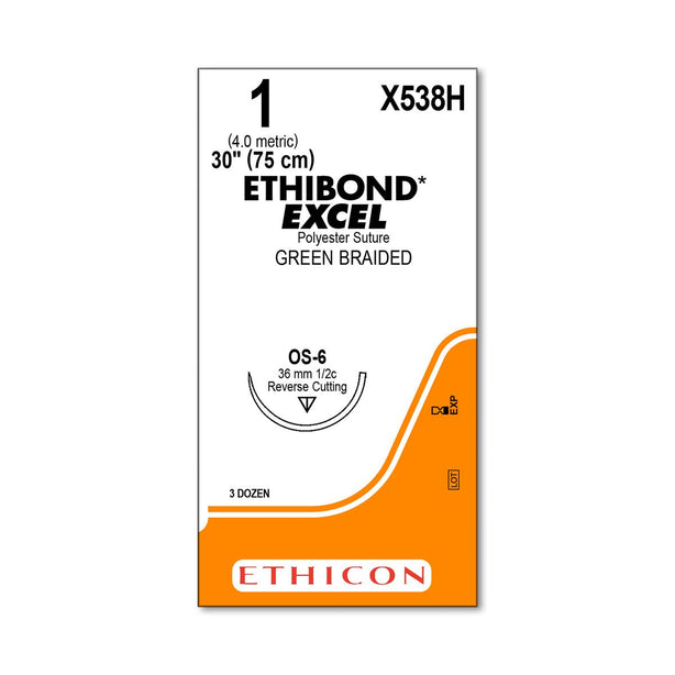 Ethicon Reverse Cutting Ethibond Excel Sutures X538H - 36.0 Each