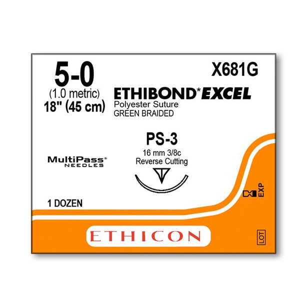 ETHICON Ethicon Ethibond Excel Polyester Sutures X681G 12 Each - MDL-ETHX681G