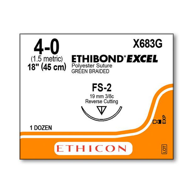 Ethicon Reverse Cutting Ethibond Excel Sutures X683G - 12.0 Each